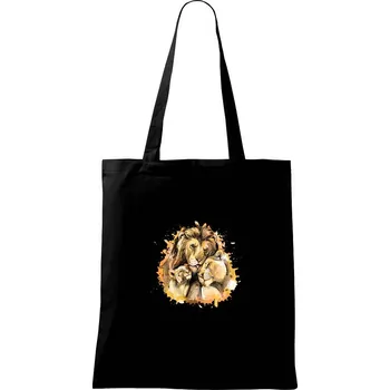 Lví rodina - Taška bavlněná - 42 x 38 cm ( Černá )