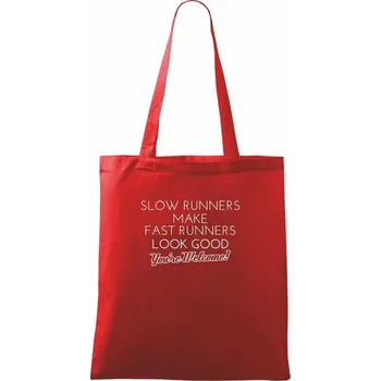 Nákupní taška Slow runners - Taška bavlněná - 42 x 38 cm ( Červená )
