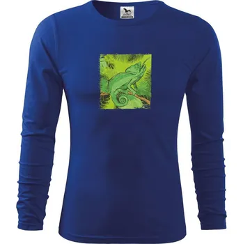 Chlapecké tričko Chameleon na větvi - Triko dětské Long Sleeve - 104-110cm / 3-4 roky ( Královská modrá )