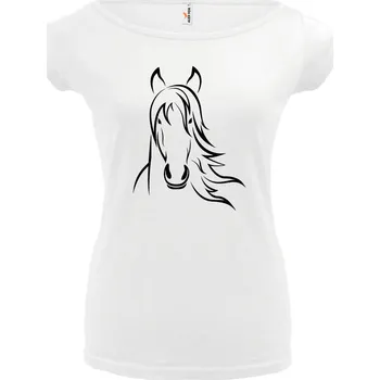 Dámské tričko KŮŇ 4 (bílé, černý potisk) dámské velikost M (Dámské tričko s potiskem)