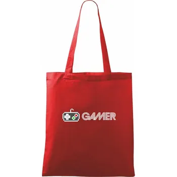 Nákupní taška Gamer - ikona gamepad - Taška bavlněná - 42 x 38 cm ( Červená )