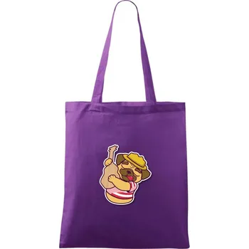 Mops a kytara - Taška bavlněná - 42 x 38 cm ( Fialová )