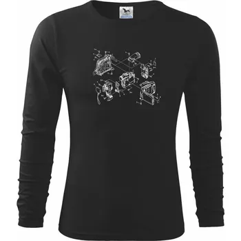 Chlapecké tričko Nákres videokamera stará - Triko dětské Long Sleeve - 122 cm/6 let ( Černá )