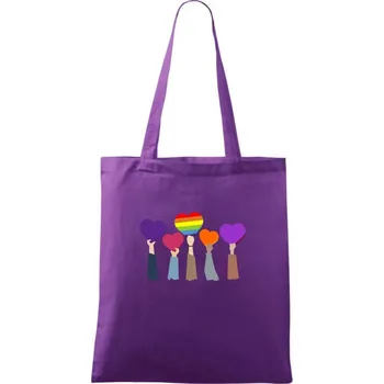 LGBT ruce srdce - Taška bavlněná - 42 x 38 cm ( Fialová )