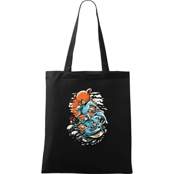 Nákupní taška Snowboard medvěd - Taška bavlněná - 42 x 38 cm ( Černá )