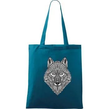 Vlk kreslený - Taška bavlněná - 42 x 38 cm ( Petrolejová )