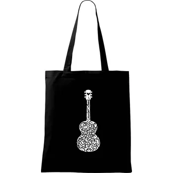 Nákupní taška Kytara - názvy hudebních stylů - Taška bavlněná - 42 x 38 cm ( Černá )