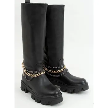 Dámská móda Dámské kozačky NC1228 - Inello černá se zlatou 37