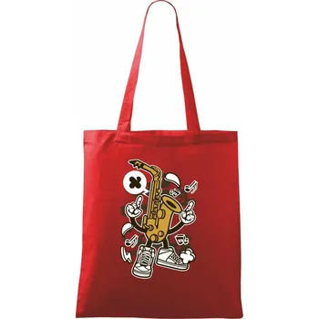 Nákupní taška Saxofonář - Taška bavlněná - 42 x 38 cm ( Červená )