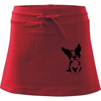 Dámská sukně Bostonský teriér - Sportovní sukně - two in one - S ( Červená )