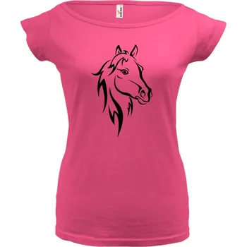 Dámské tričko KŮŇ 3 (růžové, černý potisk) dámské velikost M (Dámské tričko s potiskem)