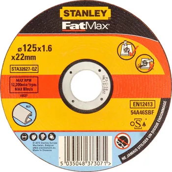 Řezný kotouč Řezný kotouč na hliník 125 x 1,6 x 22,2 mm plochý STANLEY STA32627