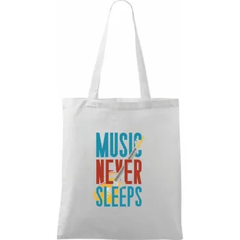Music Never Sleeps - Taška bavlněná - 42 x 38 cm ( Bílá )