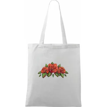 Nákupní taška Červená růže - Taška bavlněná - 42 x 38 cm ( Bílá )