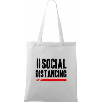 Social distancing - Taška bavlněná - 42 x 38 cm ( Bílá )