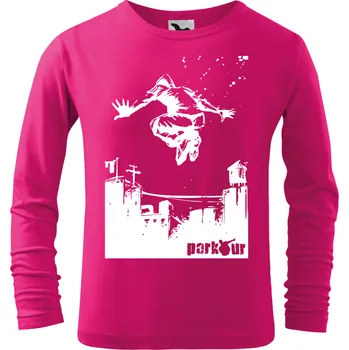 Chlapecké tričko Dětské tričko Parkour draw s dlouhým rukávem růžové