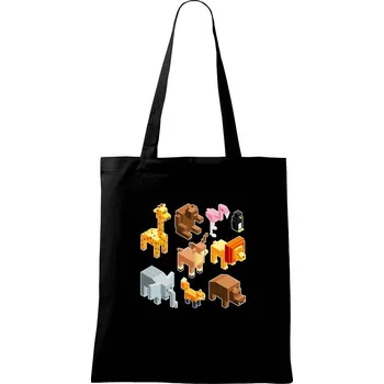 Nákupní taška 3D zvířátka - Taška bavlněná - 42 x 38 cm ( Černá )