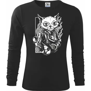 Chlapecké tričko Independent Cat Black and White - Triko dětské Long Sleeve - 122 cm/6 let ( Černá )