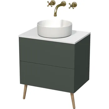 Nábytek Koupelnová skříňka pod umyvadlo Naturel Boho 60x76,1x45,5 cm šedozelená mat BOHO60SZBU