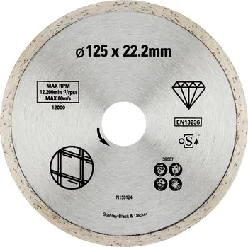 Řezný kotouč Diamantový kotouč celoobvodový 125 x 22,2 mm Stanley FatMax STA38007