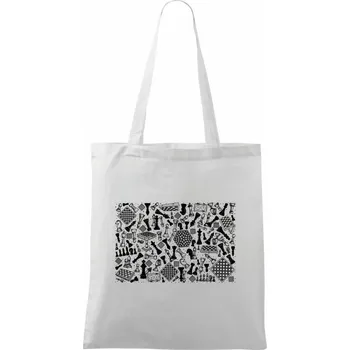 Šachy obdélník - Taška bavlněná - 42 x 38 cm ( Bílá )