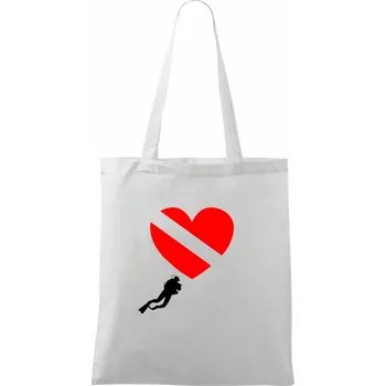 Nákupní taška Dive srdce - Taška bavlněná - 42 x 38 cm ( Bílá )