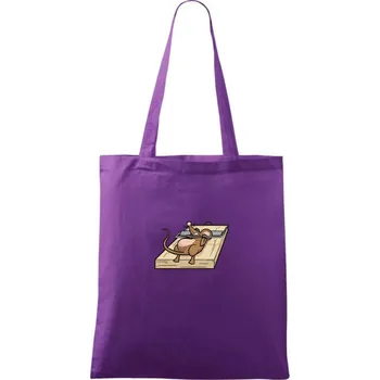 Myš posilovna - Taška bavlněná - 42 x 38 cm ( Fialová )