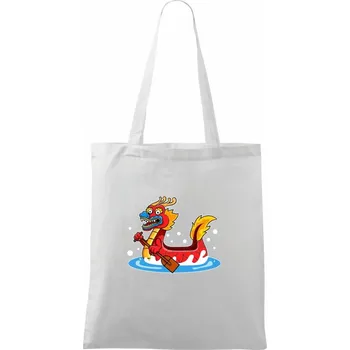 Dračí loď s pádlem - Taška bavlněná - 42 x 38 cm ( Bílá )