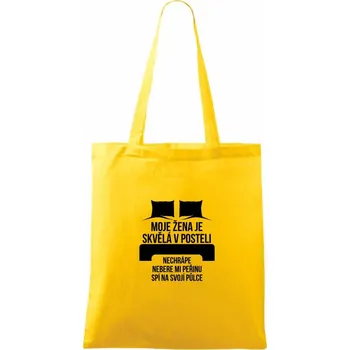 Nákupní taška Moje žena je skvělá v posteli - Taška bavlněná - 42 x 38 cm ( Žlutá )