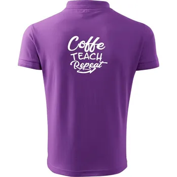 Pánská košile Coffe teach repeat - Polokošile pánská Pique Polo 203 - 4XL ( Fialová )