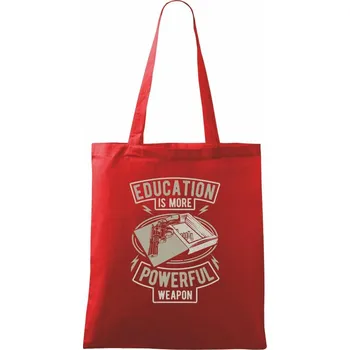 Education Is More Powerful Weapon - Taška bavlněná - 42 x 38 cm ( Červená )