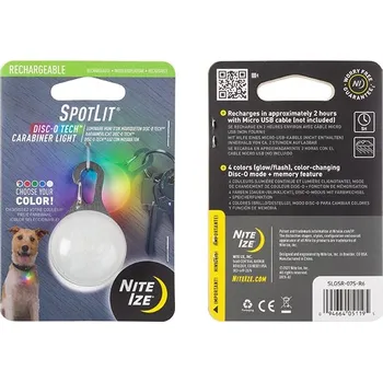 Svítilna Nite Ize nabíjecí přívěsné světlo s karabinkou Spotlit Rechargeable Carabiner Light Disc-O Tech
