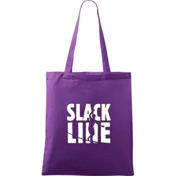 Slackline nápis - Taška bavlněná - 42 x 38 cm ( Fialová )