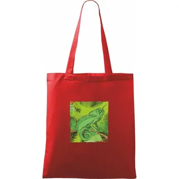 Nákupní taška Chameleon na větvi - Taška bavlněná - 42 x 38 cm ( Červená )