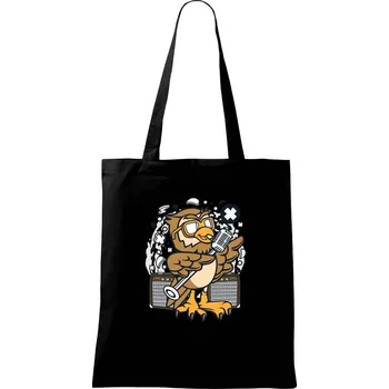 Sova zpěvačka komiks - Taška bavlněná - 42 x 38 cm ( Černá )