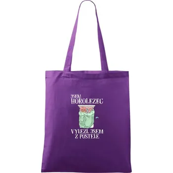 Nákupní taška Jsem horolezec vylezl jsem z postele - Taška bavlněná - 42 x 38 cm ( Fialová )