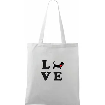 Nákupní taška Baset love - Taška bavlněná - 42 x 38 cm ( Bílá )