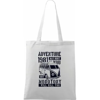Adventure May Hurt You - Taška bavlněná - 42 x 38 cm ( Bílá )