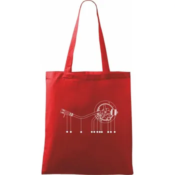 Nákupní taška Nákres rameno gramofonu - Taška bavlněná - 42 x 38 cm ( Červená )