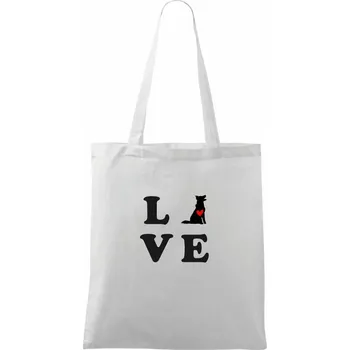 Border kolie love - Taška bavlněná - 42 x 38 cm ( Bílá )