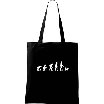 Evoluce pes Mops (muž-žena) - Taška bavlněná - 42 x 38 cm ( Černá )
