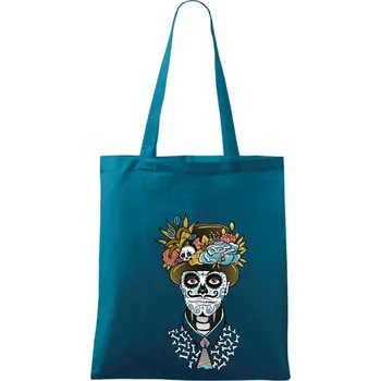 Mexická maska - muž (Pecka design) - Taška bavlněná - 42 x 38 cm ( Petrolejová )