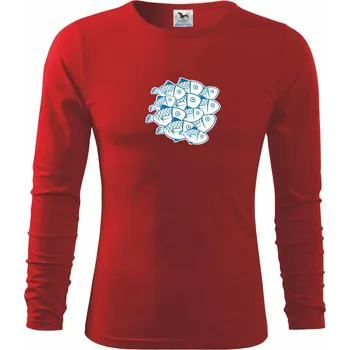 Chlapecké tričko Hejno ryb - Triko dětské Long Sleeve - 146 cm/10 let ( Červená )