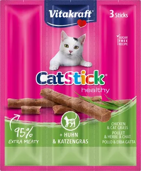 Pamlsek pro kočku Vitakraft Cat Stick Mini tyčinky kuře + kočičí tráva 18 g