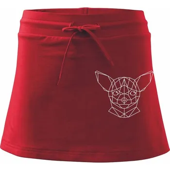 Dámská sukně Čivava - Geometrie - složitá - Sportovní sukně - two in one - M ( Červená )