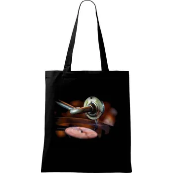 Nákupní taška Retro gramofon - Taška bavlněná - 42 x 38 cm ( Černá )