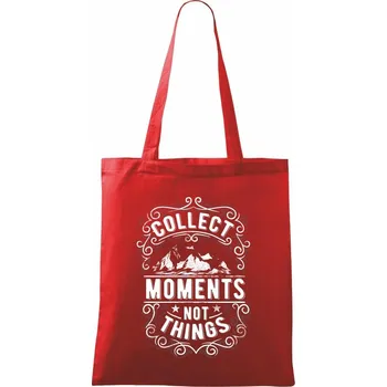 Nákupní taška Collect moments not things - Taška bavlněná - 42 x 38 cm ( Červená )
