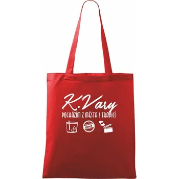 Karlovy Vary město s tradicí - Taška bavlněná - 42 x 38 cm ( Červená )