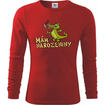 Chlapecké tričko Mám narozeniny krokodýl - Triko dětské Long Sleeve - 104-110cm / 3-4 roky ( Červená )