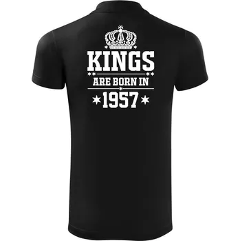 Pánská košile Kings are born in 1957 - Polokošile Victory sportovní (dresovina) - 3XL ( Černá )
